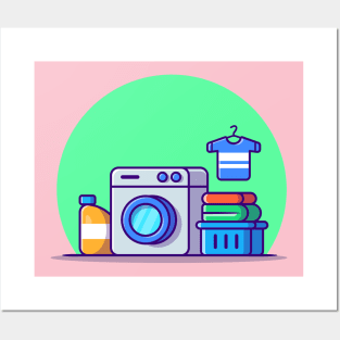 Washing Machine Laundry Set Posters and Art